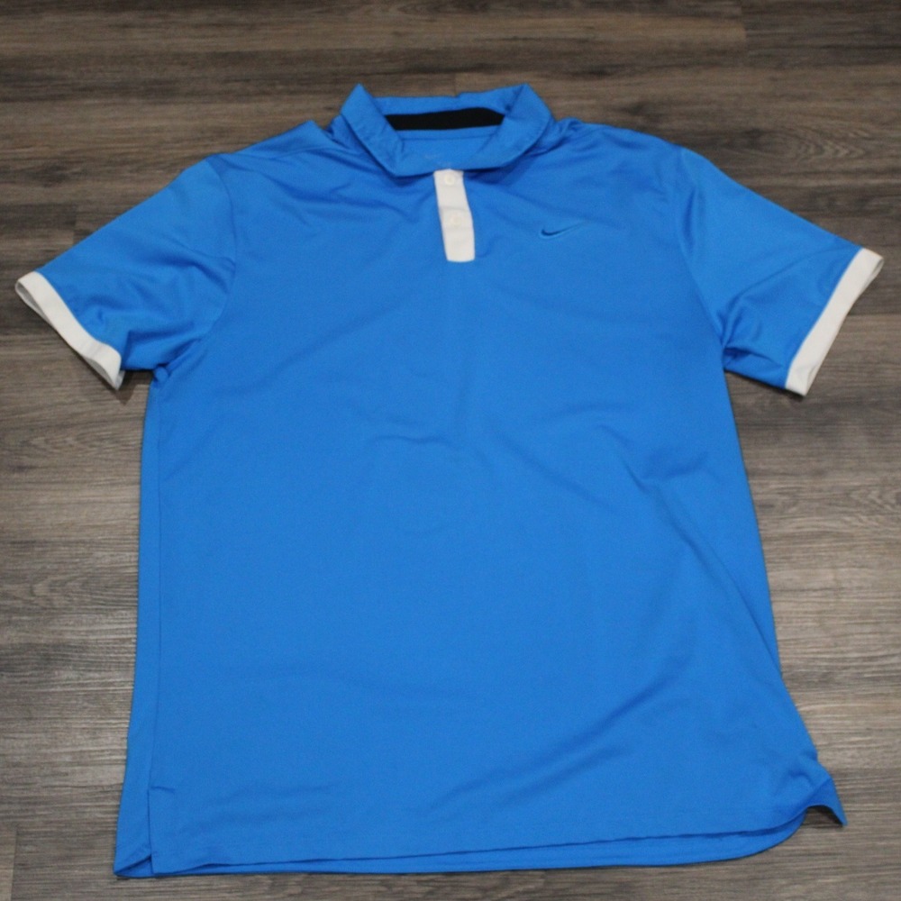 Nike Dri-FIT Polo‎ Shirt Men's Large Blue Golf Tennis Athletic Training